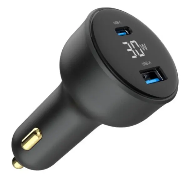 TA-UC-AC2PD30LCD-CAR-01 Gembird 2-port USB brzi punjac za auto, Type-C PD, LCD, 30W, black
