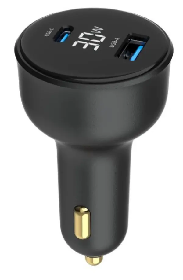 TA-UC-AC2PD30LCD-CAR-01 Gembird 2-port USB brzi punjac za auto, Type-C PD, LCD, 30W, black