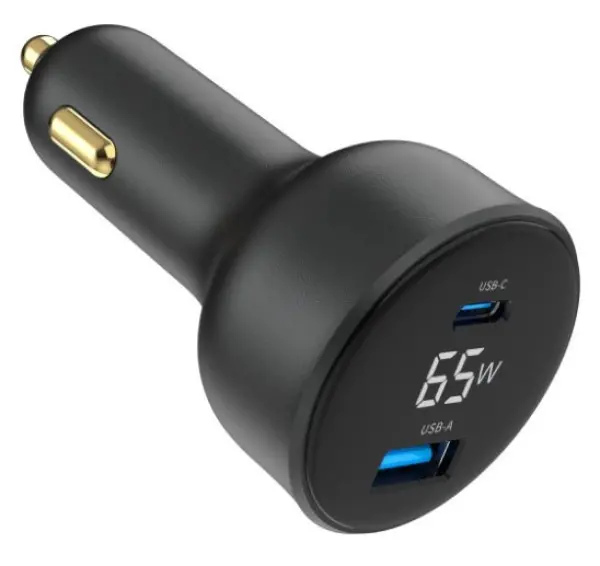 TA-UC-AC2PD65LCD-CAR-01 Gembird 2-port USB brzi punjac za auto, Type-C PD, LCD, 65W, black