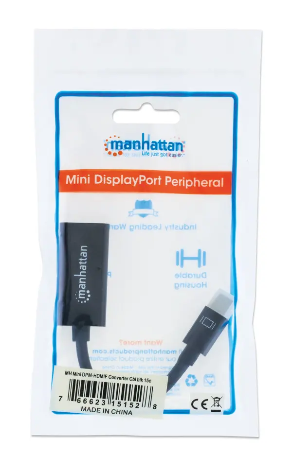 Adapter Manhattan 151528 Mini DisplayPortM - HDMI 1080p Crni
