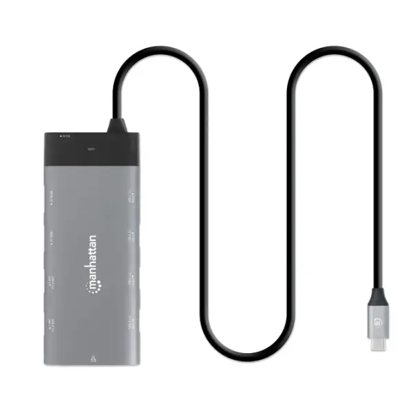 Docking station Manhattan 130714 10in1 USB-C - 2xHDMI5xUSBLANPD 100W