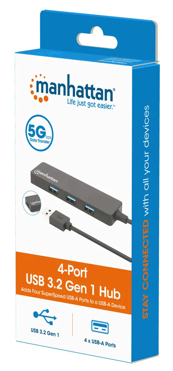 USB HUB 4port Manhattan 164900 3.2 G15GbpsCrni