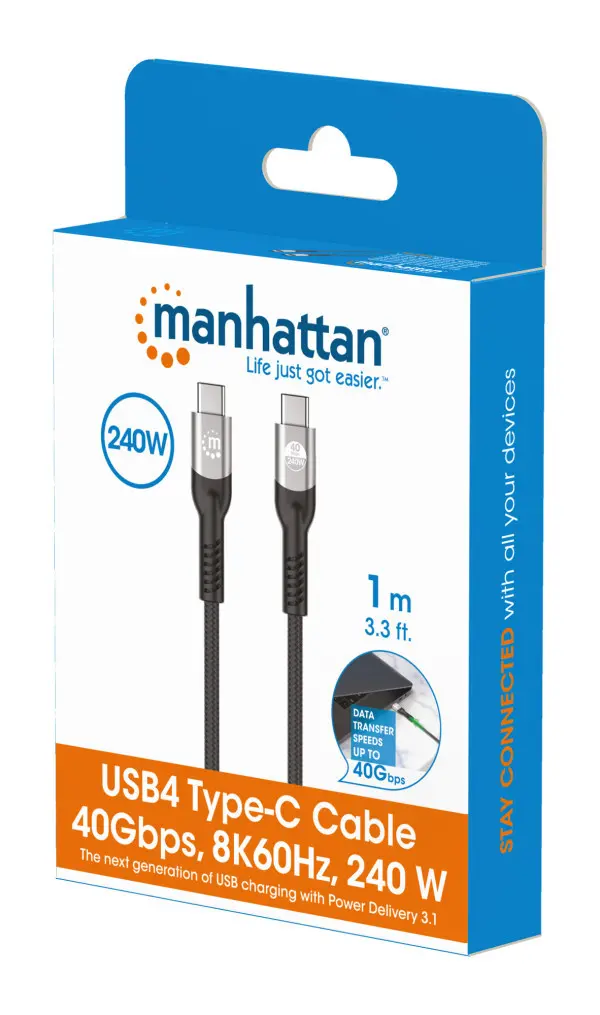 Kabl Manhattan 356374 USB-C MM 3.18K60HzThunderbolt 440GbpsPD1m
