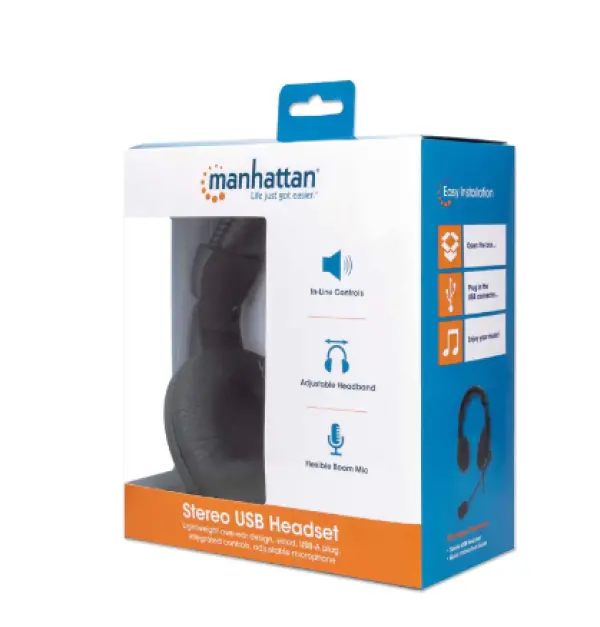 Slušalice sa mikrofonom Manhattan 179881, USB 2.0 black