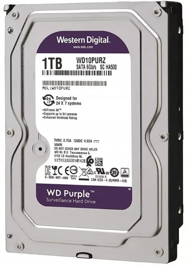 HDD 3.5 ** 1TB WD10PURZ WD Purple 24/7 5400RPM 64MB SATA3