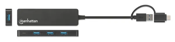 USB-C HUB 4port Manhattan 180863 3.2 G1+USB-C5GbpsCrni