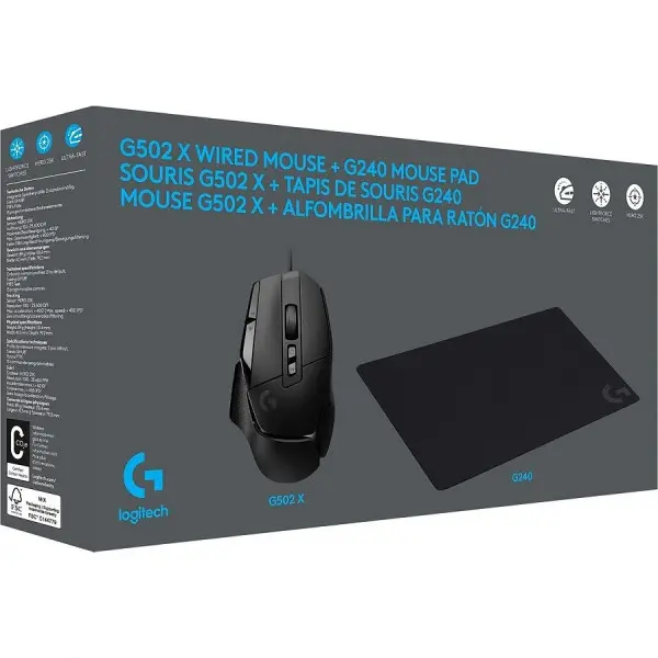 Logitech G502 X Gaming Mouse Black + G240 Gaming Mouse Pad