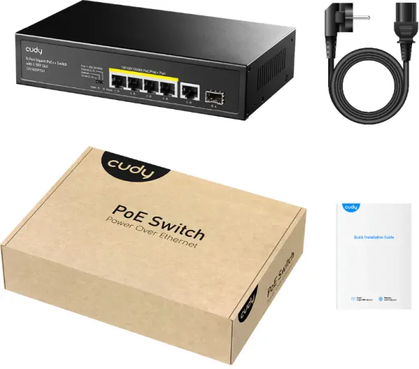 Cudy GS1005PTS1, 5-Port Gigabit PoE+ Switch with 1 SFP Slot