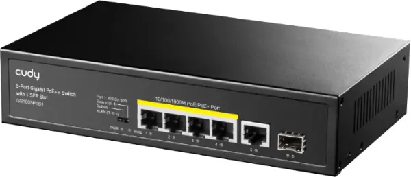 Cudy GS1005PTS1, 5-Port Gigabit PoE+ Switch with 1 SFP Slot