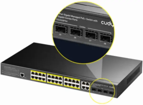 Cudy GS2028PS4-400W, 10/100/1000M 24-Port POE + 4Port Uplink Gigabit Managed Switch