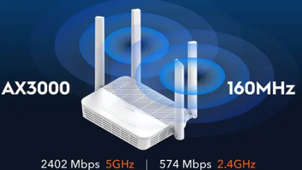Cudy WR3000S, AX3000 10/100/100M Gigabit Mesh Wi-Fi 6 Router 2,4/5Ghz White