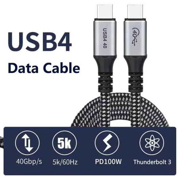 Kabl USB-C  Kettz KT-USB4 Thunderbolt 3 40Gbps100W 1,2m