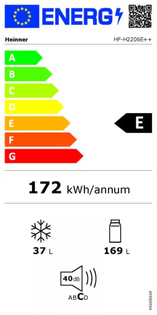 Kombinovani frižider HEINNER HF-H2206E++ 206l55x143beli