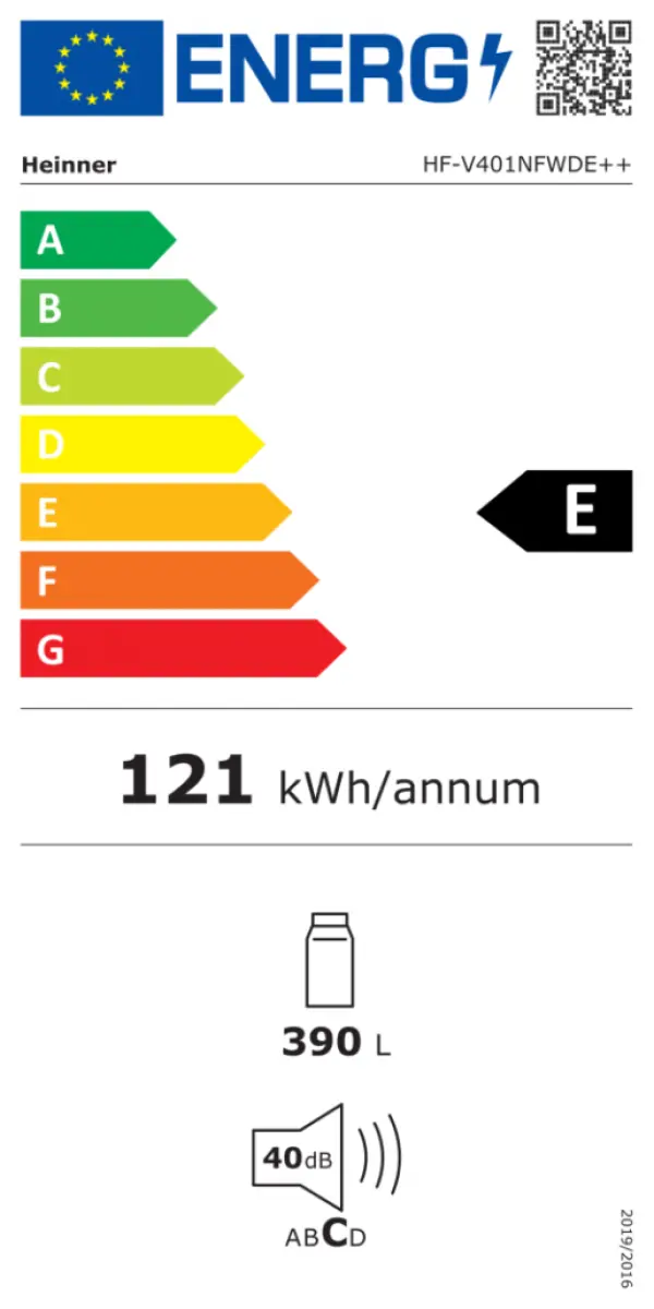 Frižider HEINNER HF-V401NFWDE++ 389lNoFrost60x186dispanzerbeli