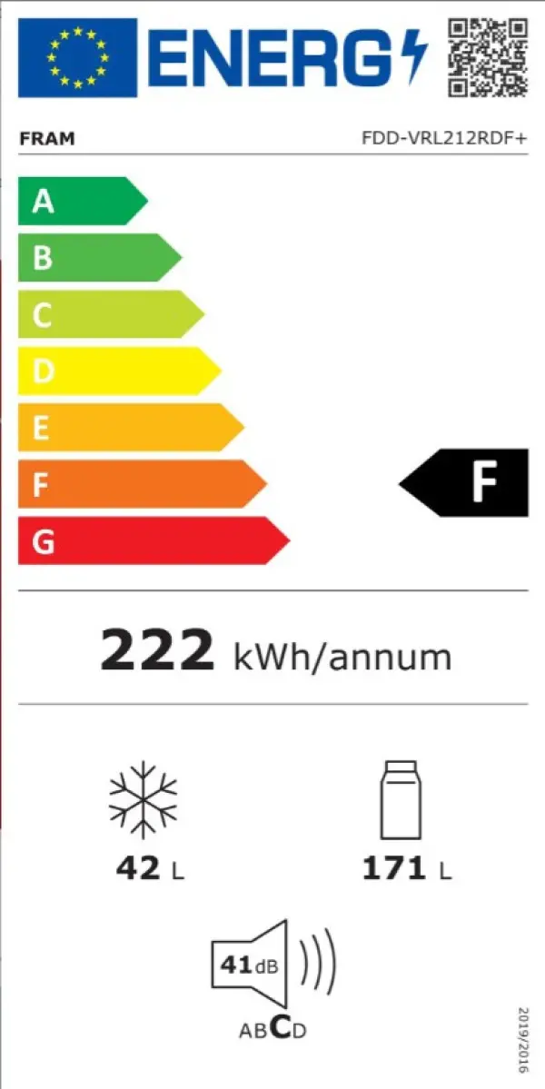 Kombinovani frižider Fram FDD-VRL212RDF+ 212l55x145crveni