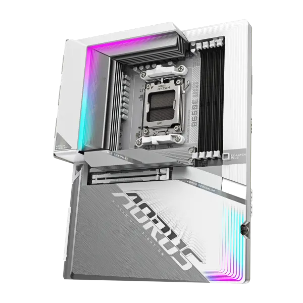 AMD AM5, 4x DDR5 with AMD EXPO Memory Module Support, 3x M.2 slots, including 1x PCIe 5.0 x4 ( B650E A STEALTH ICE ) 
