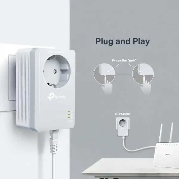Powerline adapter TP-LINK TL-PA4010P KIT AV600600MbpsHomeplug AVuticnica300m' ( 'TL-PA4010P KIT' ) 