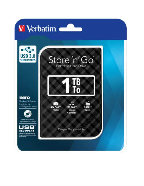 Verbatim HDD 1TB 3.0 Crn Kocka (53194)