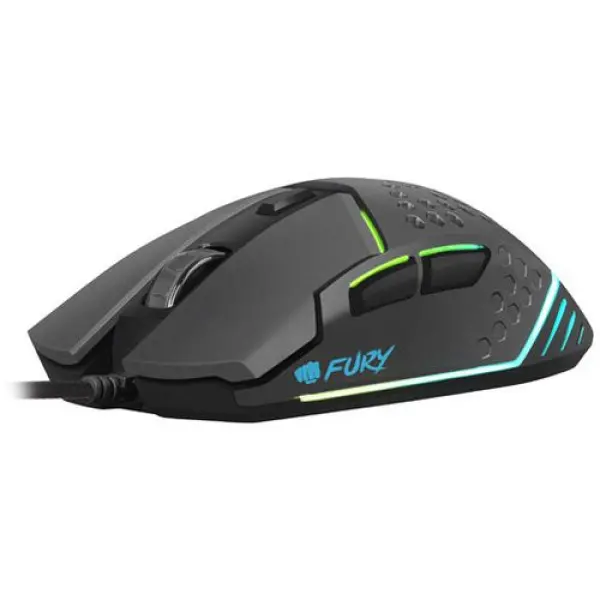 FURY BATTLER, Optical Mouse 500-6400 DPI, Maximum acceleration 12 G, RGB LED, 6 Buttons, USB, Black, Cable 1,55 m ( NFU-1654 ) 