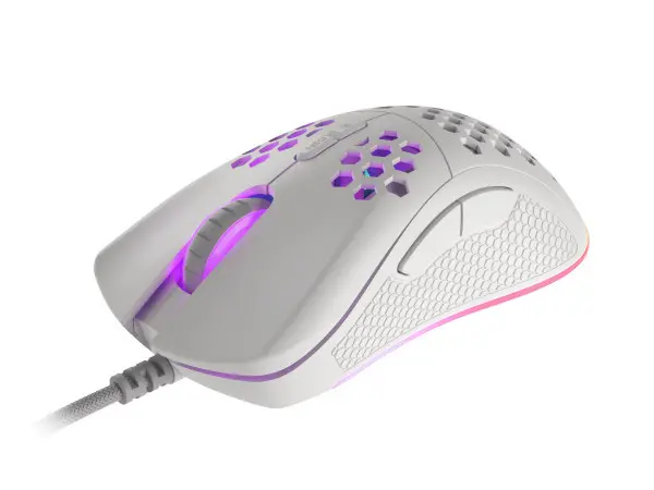 GENESIS KRYPTON 555, Gaming Optical Mouse 200-8000 DPI, Maximum acceleration 35 G, KAILH Switches, RGB LED, 7 Buttons, USB, White, Cable 1,