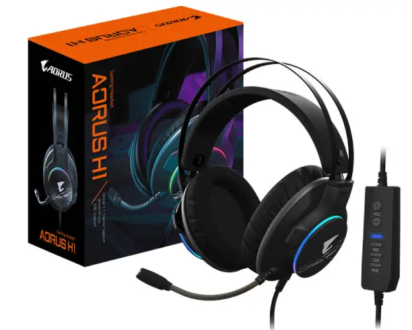 Gaming Headset, Virtual 7.1 Channel Support, 50mm Drivers, RGB Lighting ( AORUS H1 ) 
