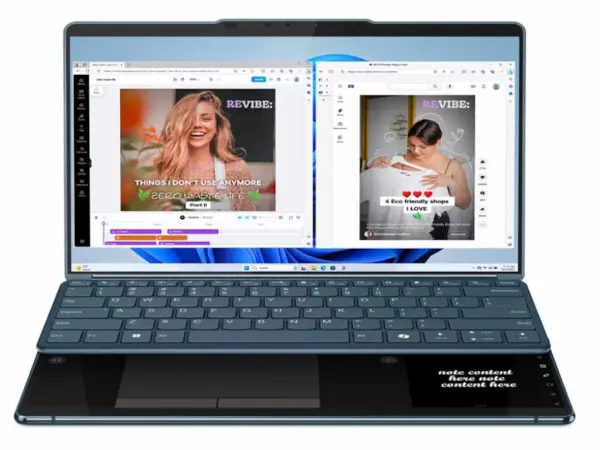 Laptop LENOVO Yoga Book 9 13IMU9 Win11 Home2x13.3'' 2.8K OLED TouchU7-155U32GB1TB SSDpetrol' ( '83FF001YRM' ) 
