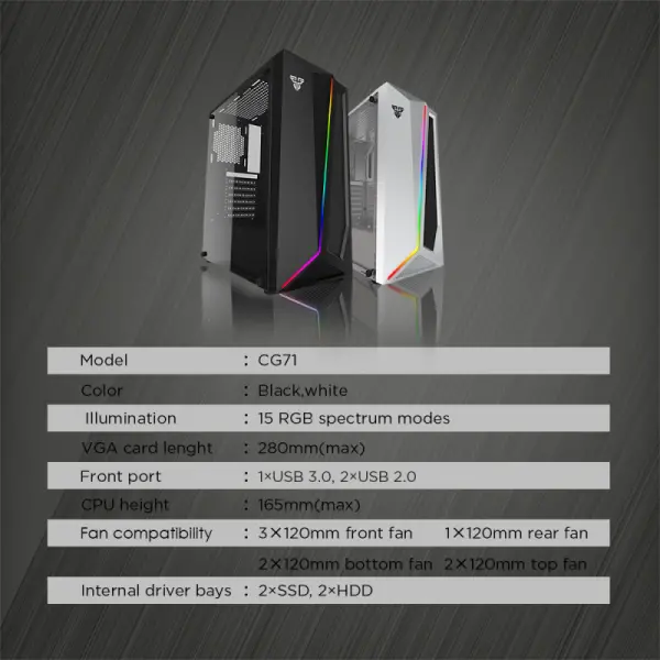 Kuciste Gaming Fantech CG71 Midi crno
