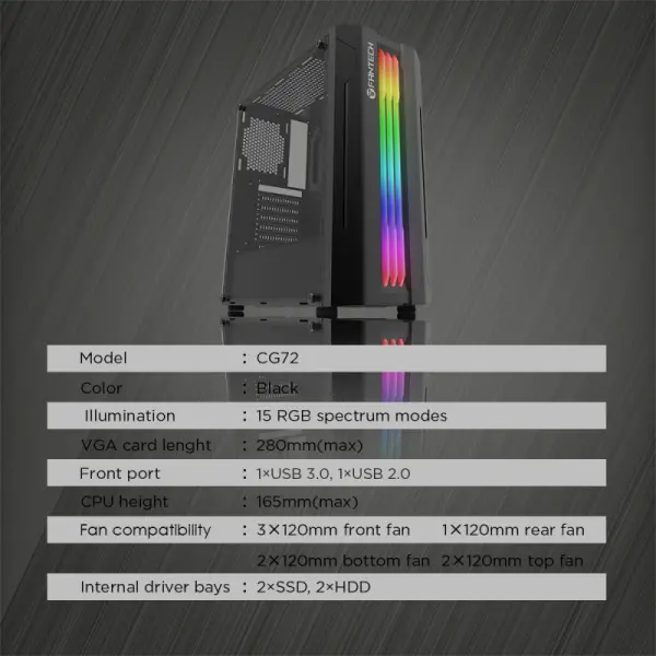 Kuciste Gaming Fantech CG72 Midi crno