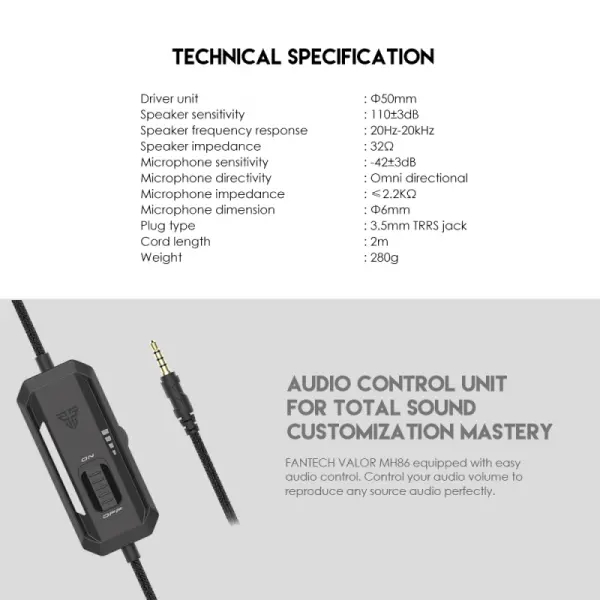 Slušalice sa mikrofonom Fantech MH86 Valor crne