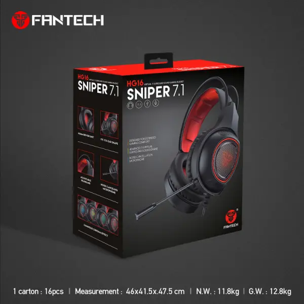 Slušalice sa mikrofonom Fantech HG16 Sniper 7.1 crne