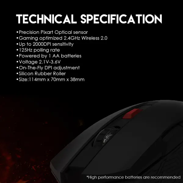 Bežični miš Fantech Raigor II WG10 2000 DPI