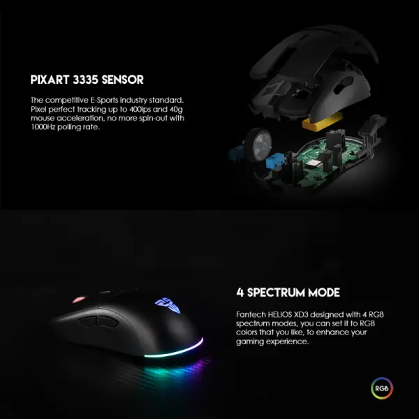 Mis Wireless Gaming Fantech XD3 Helios crni