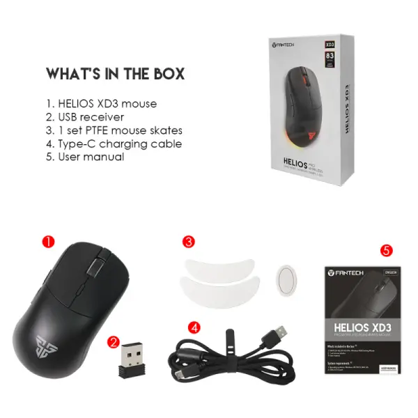 Mis Wireless Gaming Fantech XD3 Helios crni