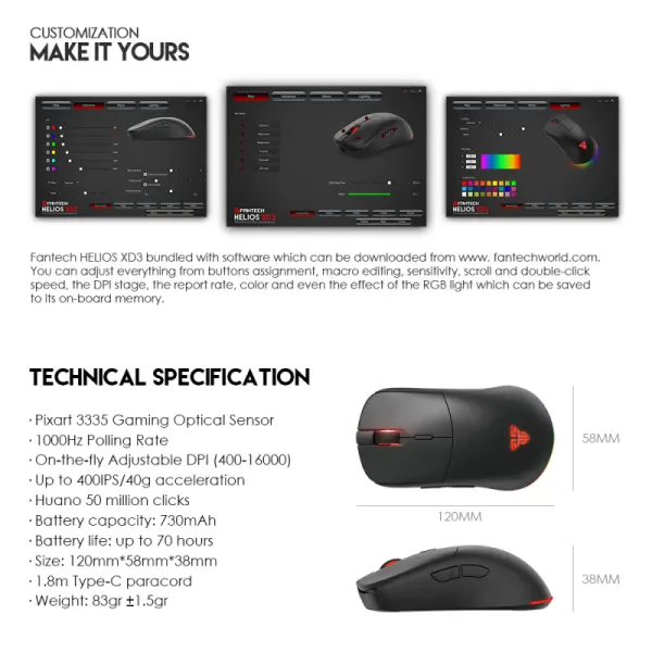 Mis Wireless Gaming Fantech XD3 Helios Space Edition