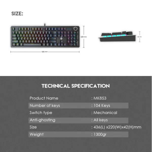 Tastatura Mehanicka Gaming Fantech MK853 RGB Maxpower (red switch) Space Edition