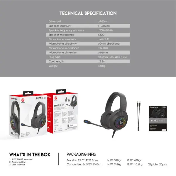 Slusalice Gaming Fantech MH87 Blitz Sakura