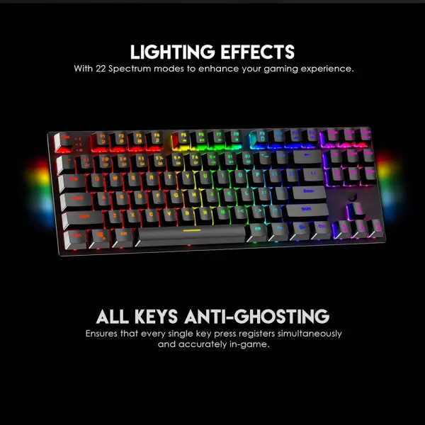 Tastatura Mehanicka Gaming Fantech MK856 RGB Maxfit 87 crna (Blue switch)