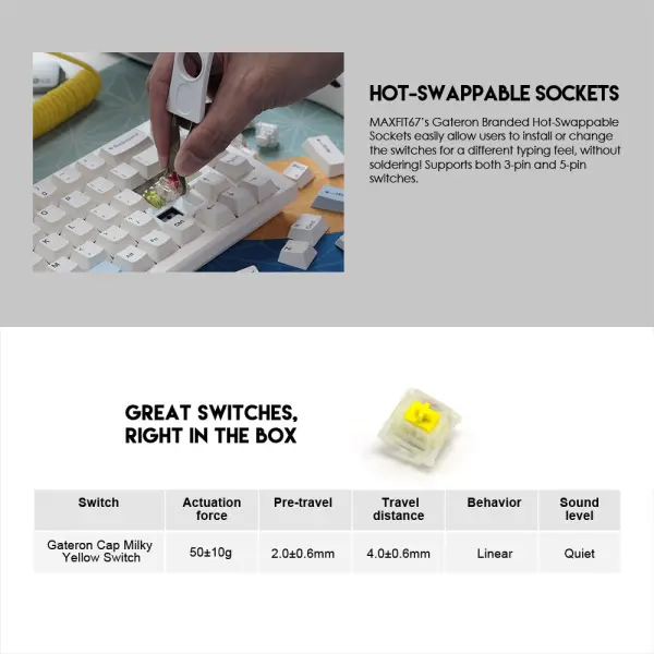 Tastatura Mehanicka Gaming Fantech MK858 RGB Maxfit67 Space Edition (yellow switch)