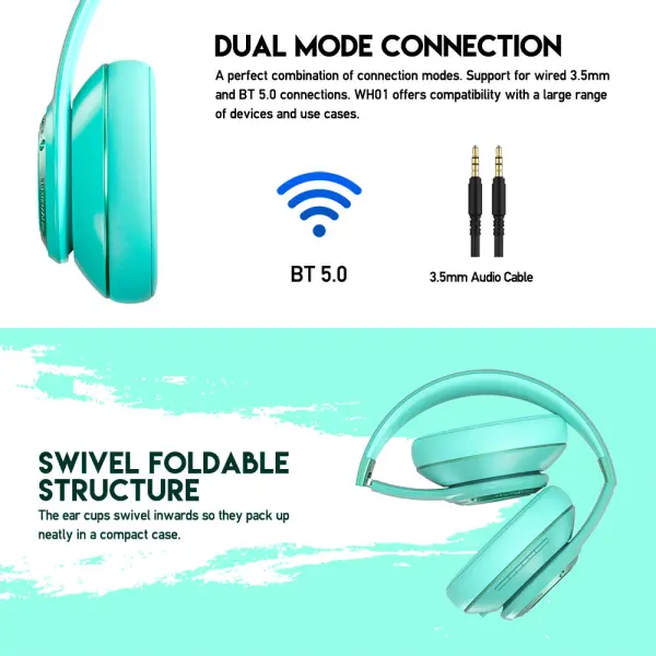 Bluetooth slusalice Fantech WH01 Mint Edition