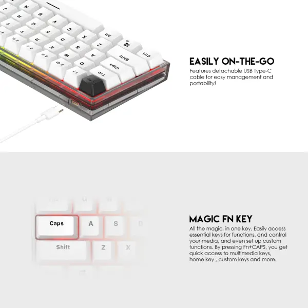 Tastatura Mehanicka Gaming Fantech MK857 RGB Maxfit61 FROST Space Edition (Red switch)