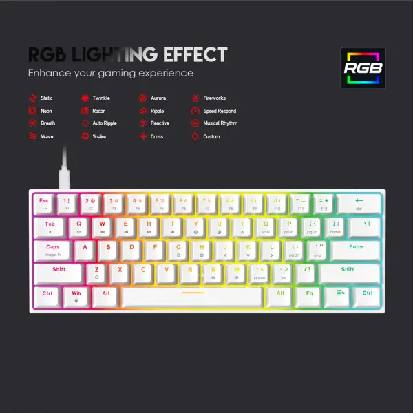 Tastatura Mehanicka Gaming Fantech MK857 RGB Maxfit61 FROST Wireless Space Edition (Red switch)