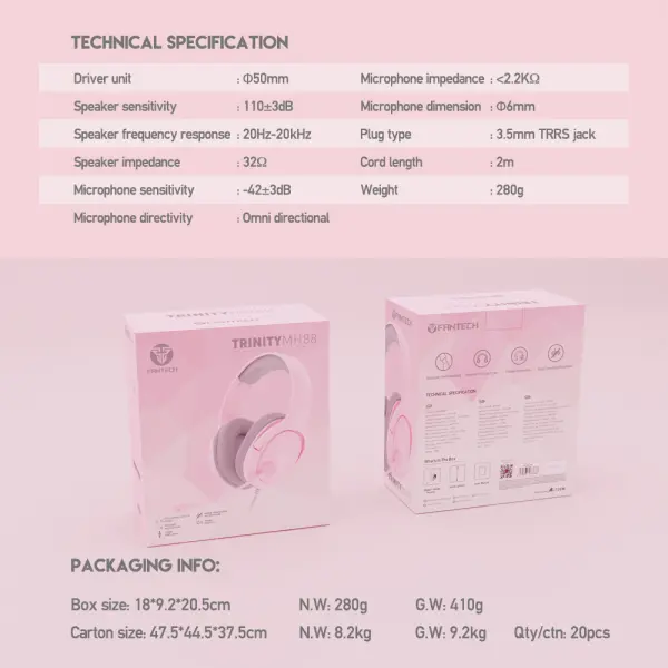 Slusalice Gaming Fantech MH88 Trinity Sakura