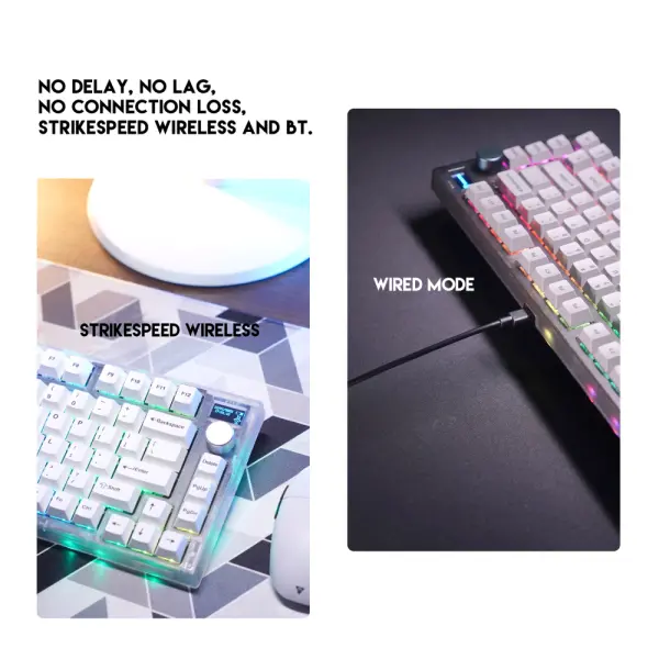 Tastatura Mehanicka Gaming Fantech MK910 RGB PBT Maxfit81 Frost Wireless crna (yellow switch)