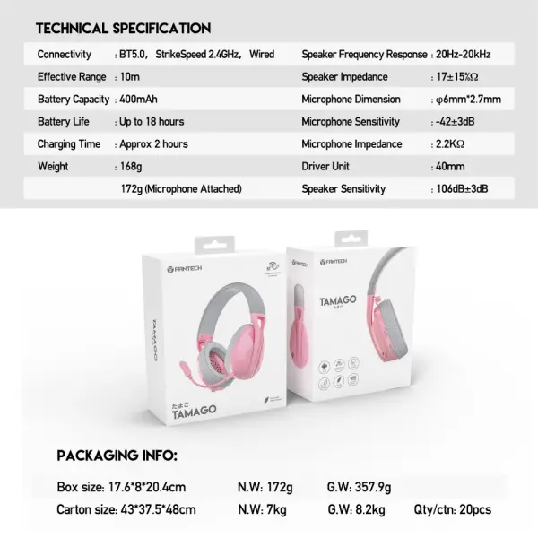 Bluetooth slusalice Fantech WHG01 Tamago Sakura