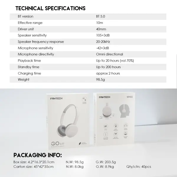 Bluetooth slusalice Fantech GO Air WH02 bez