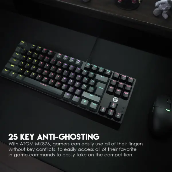 Tastatura Mehanicka Gaming Fantech MK876 RGB Atom TKL siva (Red switch)