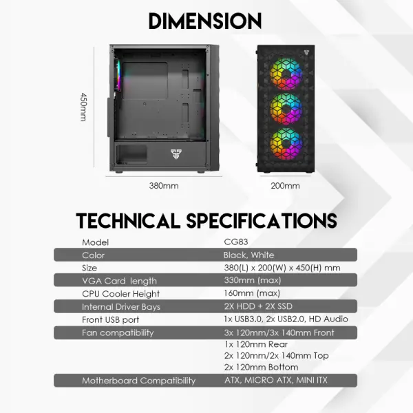 Kuciste Gaming Fantech CG83 Aero 2 crno