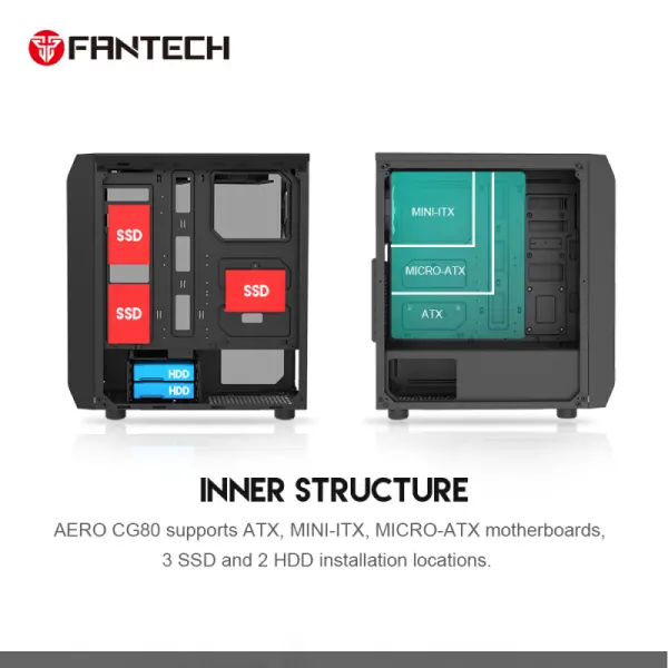 Kuciste Gaming Fantech CG80 Midi crno
