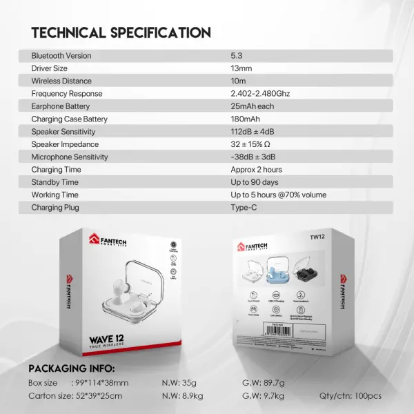 Bluetooth slusalice Fantech Wave 12 bele