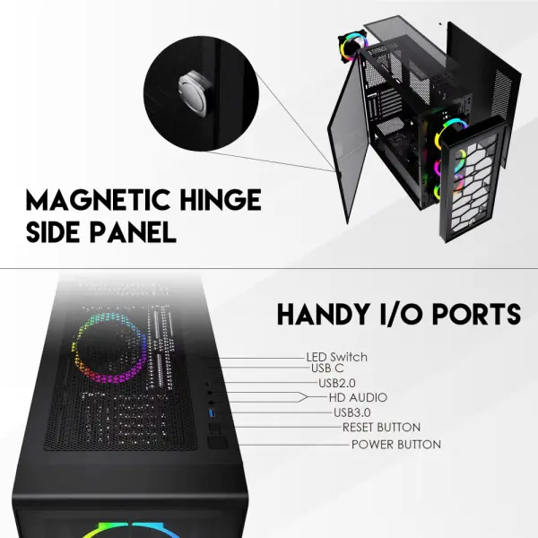 Kuciste Gaming Fantech CG82 Hexa XL crno